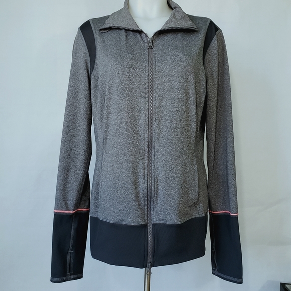 Zella Jackets & Blazers - ZELLA Grey Zip Front Thumb Hole Jacket Womens XL